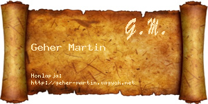 Geher Martin névjegykártya